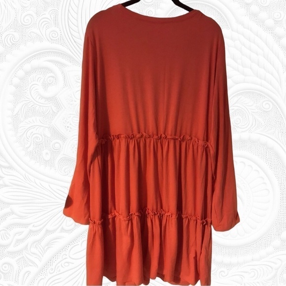 Orange Long Sleeve Tiered Ruffle Dress NWOT XXL - Picture 5 of 5